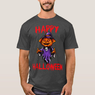 T-shirt Happy Halloween Ghost Jack O Lantern Pumpkin Scary