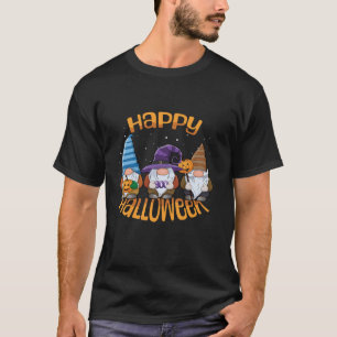 T-shirt Happy Halloween Gnomes Citrouille Fall Witch migno