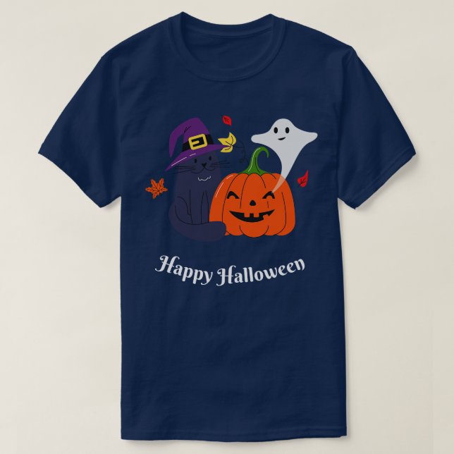 T-shirt Happy Halloween Happy Fall Season Autumn Vibes Hal (Design devant)