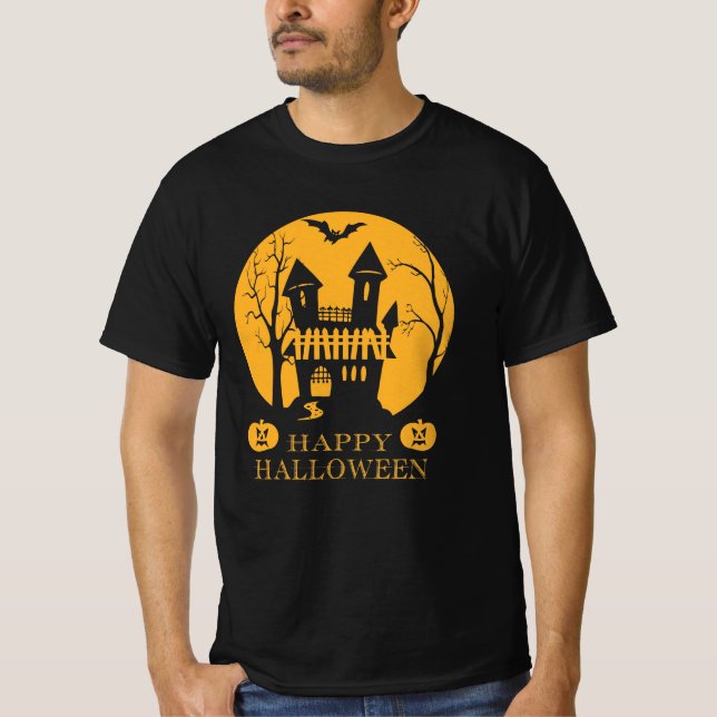 T-shirt Happy Halloween Haunted House (Devant)
