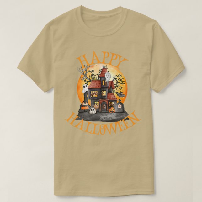 T-shirt Happy Halloween Haunted House Ghost Spoo esthétiqu (Design devant)