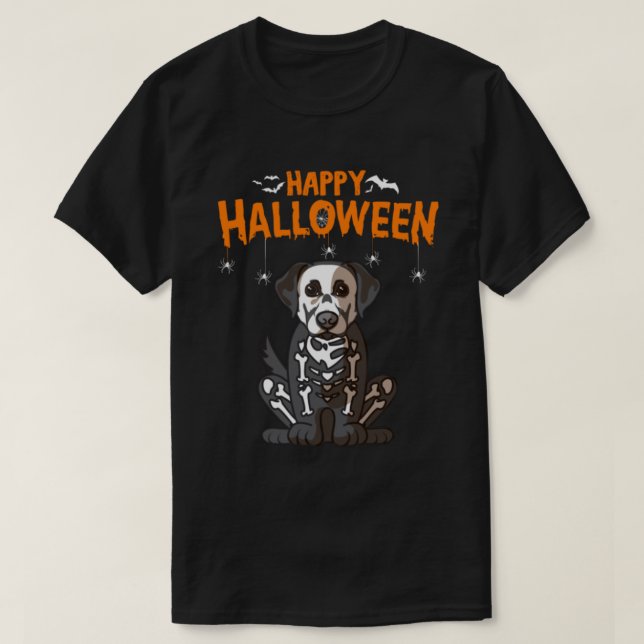 T-shirt Happy Halloween Labrador Retriever Skeleton Dog Co (Design devant)