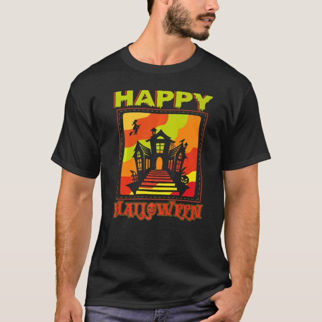 T-shirt Happy Halloween lock Castle (Devant)