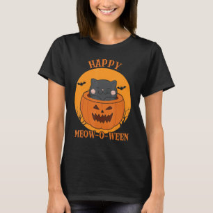 T-shirt Happy Halloween Meow O Ween mignonne Black Cat Par
