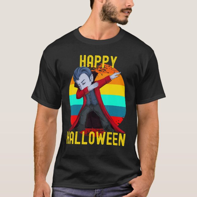 T-shirt Happy Halloween mignonne Dabbing Dracula Kids Vamp (Devant)