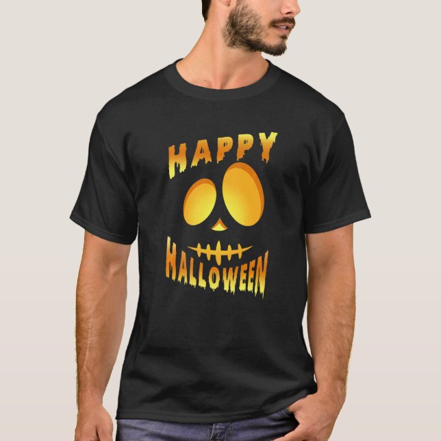 T-shirt Happy Halloween Pumpkin Scary Face (Devant)