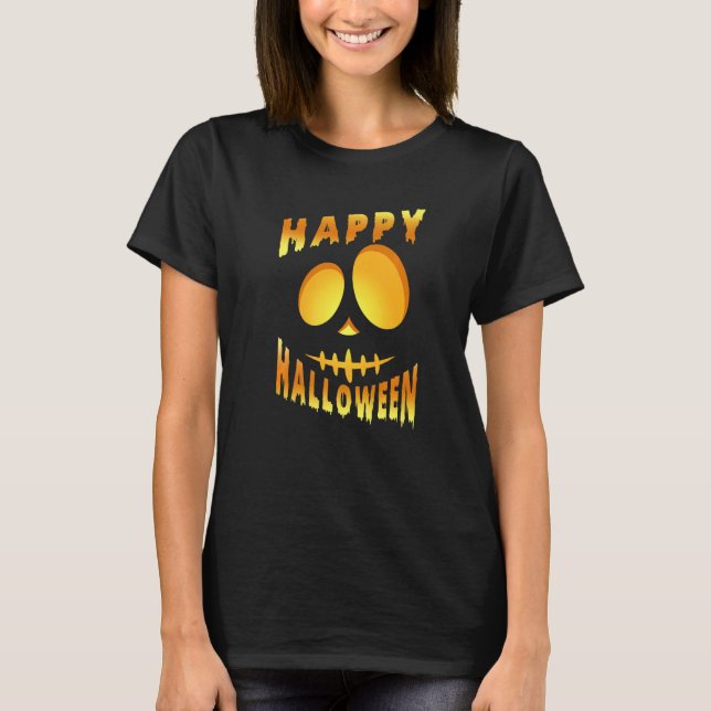 T-shirt Happy Halloween Pumpkin Scary Face (Devant)