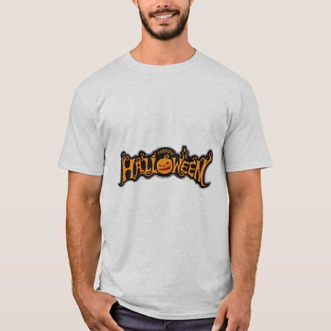 T-shirt Happy Halloween Ruby Eye Citrouille Argent Cadre (Devant)
