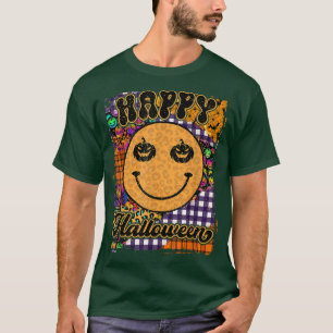 T-shirt Happy Halloween Shirt Smileyy Face Leopard Pumpkin