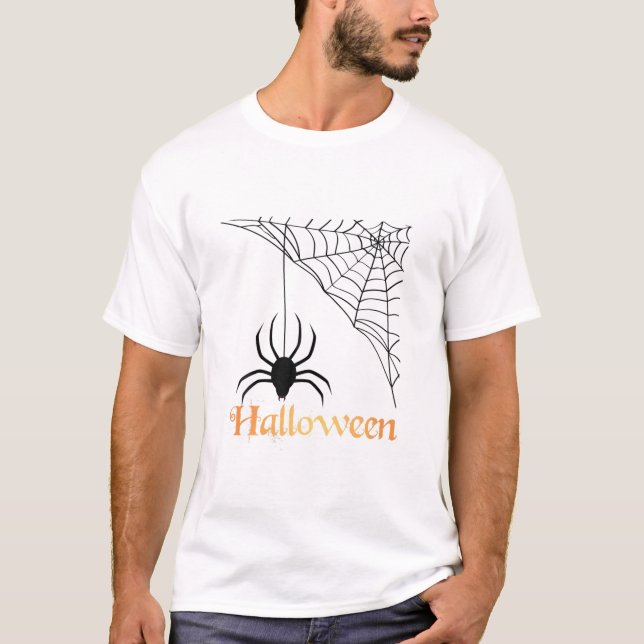 T-shirt Happy Halloween Spider Web (Devant)