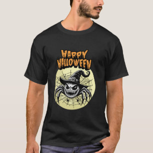 T-shirt Happy Halloween Spider Witch Web Scary T Sh
