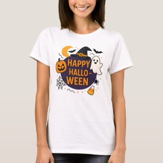T-shirt Happy Halloween Spooky Night . Funny Pumpkin