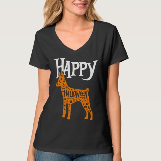 T-shirt Happy Halloween Toy Fox Terrier (Devant)