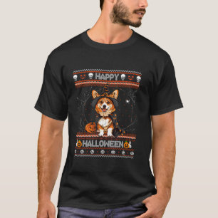 T-shirt Happy Halloween Ugly Pembroke Welsh Corgi Citrouil