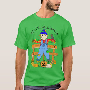 T-shirt Happy Halloween Whimsical Cartoon Scarecrow