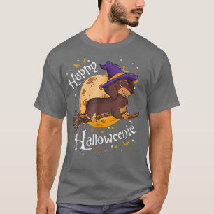 T-shirt Happy Halloweenie Dachshund Chien Halloween Witch 
