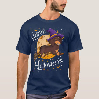 T-shirt Happy Halloweenie Dachshund Dog Halloween Witch