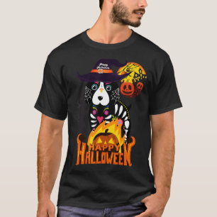 T-shirt Happy Halloweenie Dachshund Mummy Doxie Chien Tric