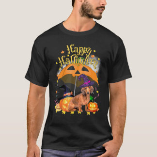 T-shirt Happy Hallowiener Dachshund Parapluie Citrouille s