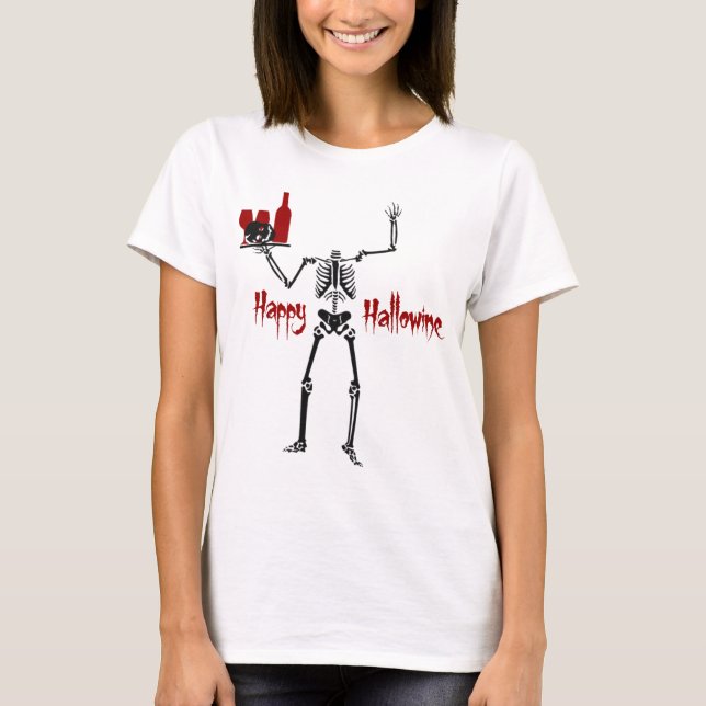 T-shirt Happy Hallowine Skeleton sans tête (Devant)