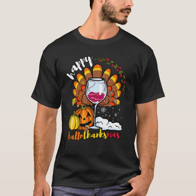 T-shirt Happy HallowThankMas Vins Merci Chris (Devant)