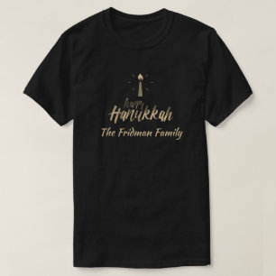 T-shirt Happy Hanoukka Nom de famille Une bougie Simple