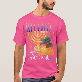 T-shirt Happy Hanucat, Watercolor Chat Art Hanoukka Chat