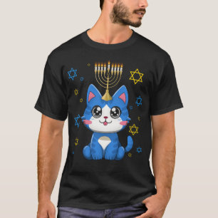 T-shirt Happy Hanukcat mignon Cat Menorah Funny Hanoukka