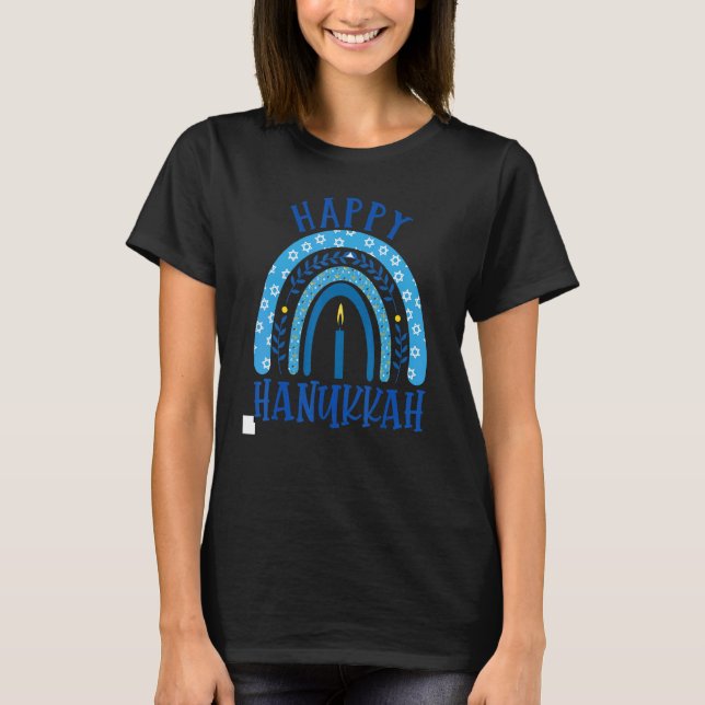 T-shirt Happy Hanukkah 2022 Rainbow Menorah Dreidel Costum (Devant)