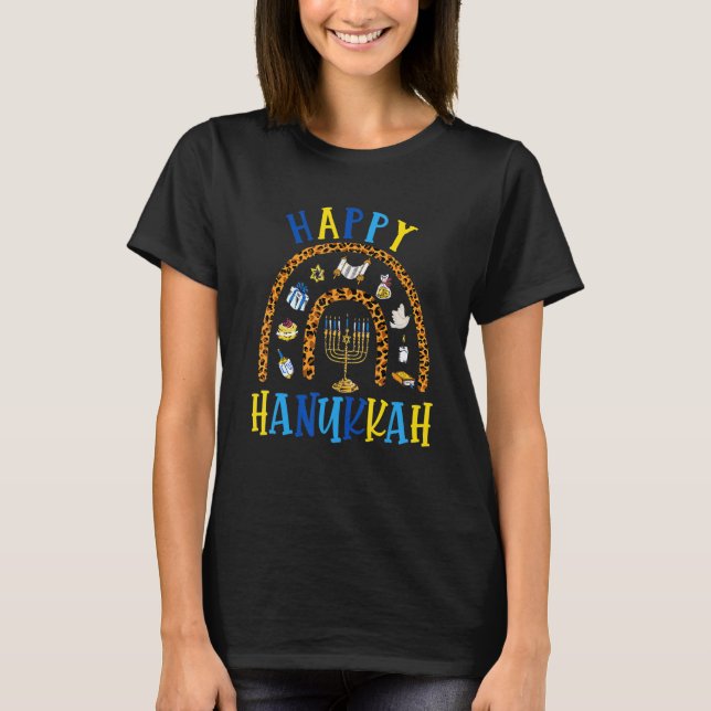 T-shirt Happy Hanukkah Chanukah Rainbow Menorah Jewish Hol (Devant)