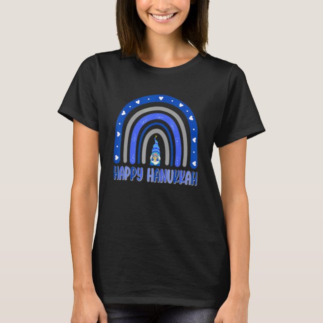 T-shirt Happy Hanukkah Chanukah Rainbow Menorah Jewish Hol (Devant)
