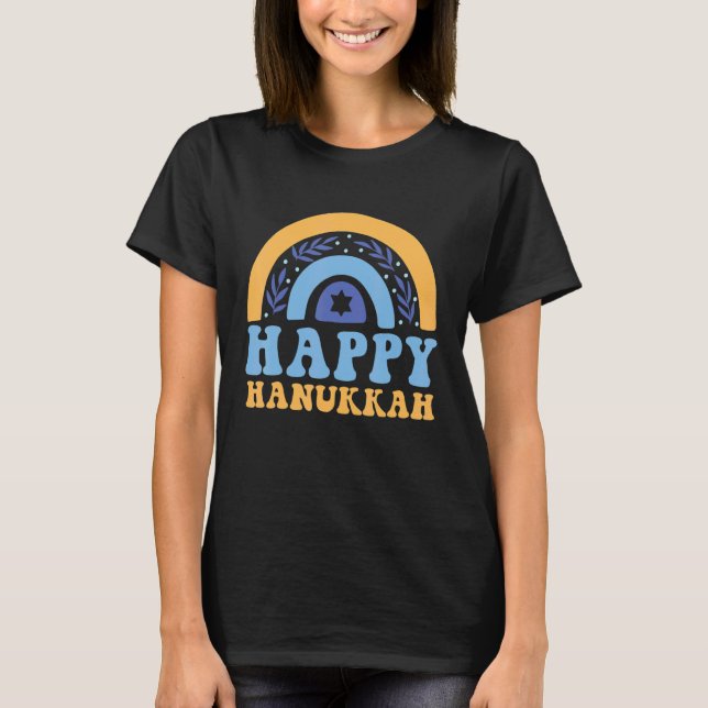 T-shirt Happy Hanukkah Chanukah Rainbow Menorah Jewish Hol (Devant)