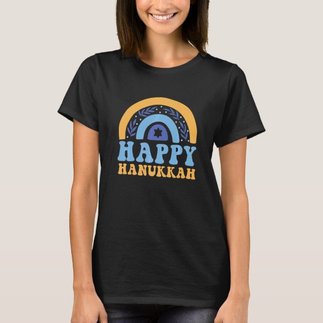 T-shirt Happy Hanukkah Chanukah Rainbow Menorah Jewish Hol (Devant)