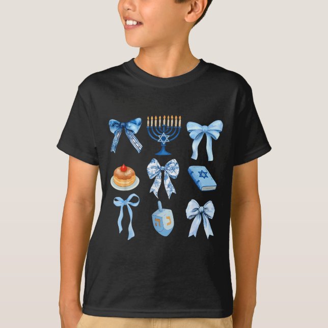 T-shirt Happy Hanukkah Coquette Bow Chanukah Jewish Women  (Devant)