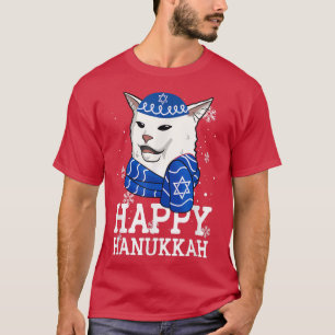 T-shirt Happy Hanukkah Smudge Cat Meme Funny Holiday Ugly 