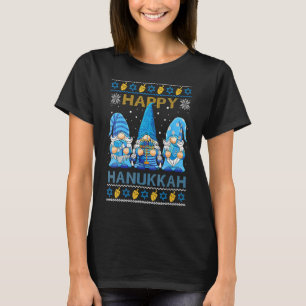 T-shirt Happy Hanukkah Ugly Christmas Gnome Gnomies Menora