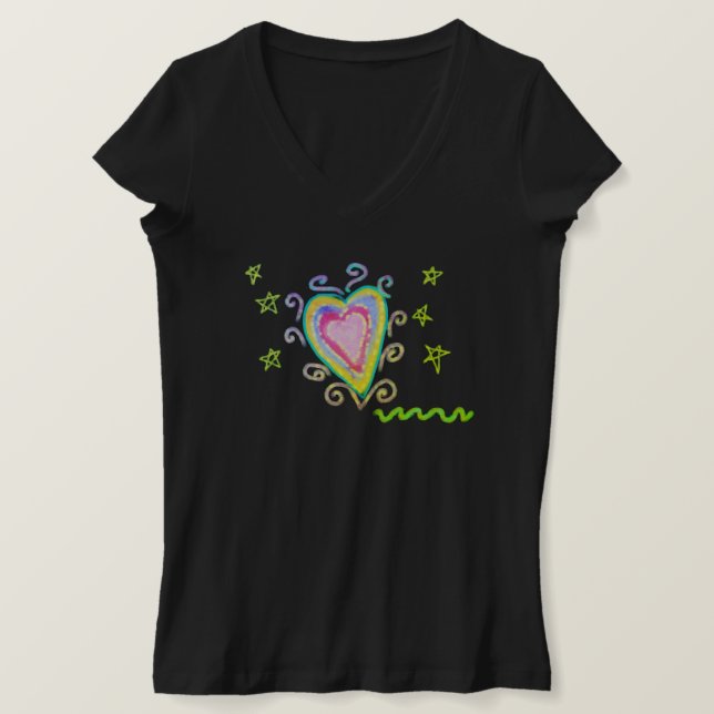 T-shirt Happy Heart Abstrait Wearable Art (Design devant)