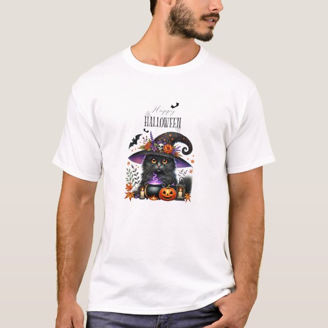 T-shirt Happy Helloween Cute Wizard Bear (Devant)