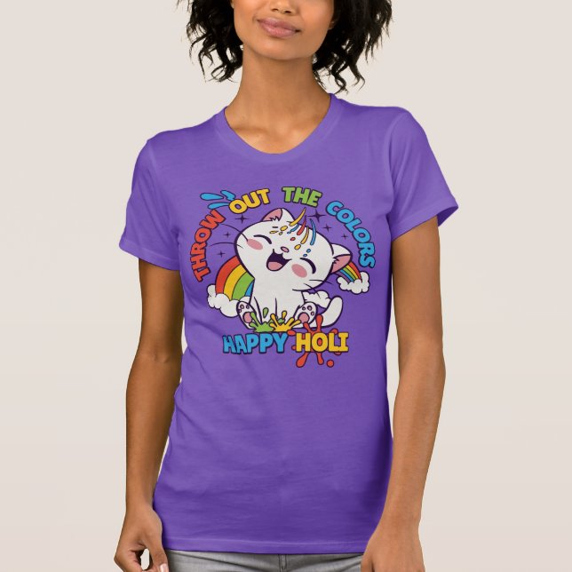 T-shirt Happy Holi Cat (Devant)