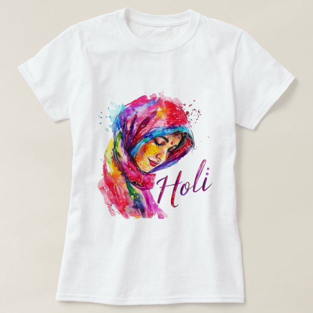 T-shirt Happy Holi Color Splash Women’s Top (Design devant)