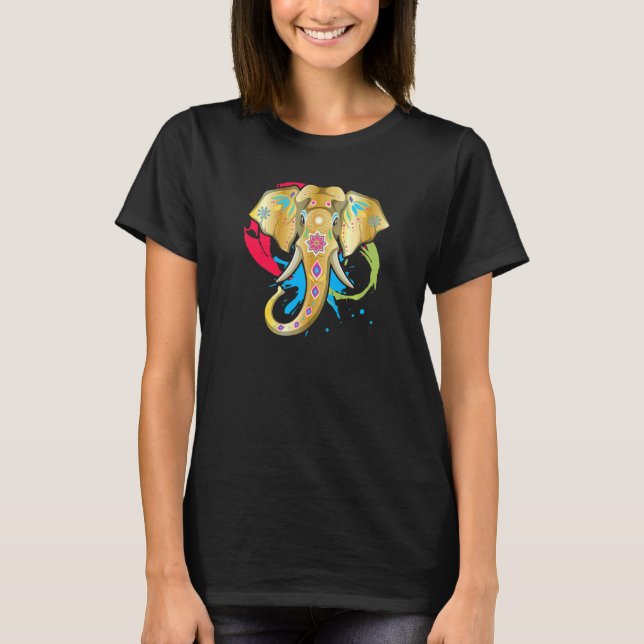 T-shirt Happy Holi Colors Inde Hindu Spring Elephant (Devant)