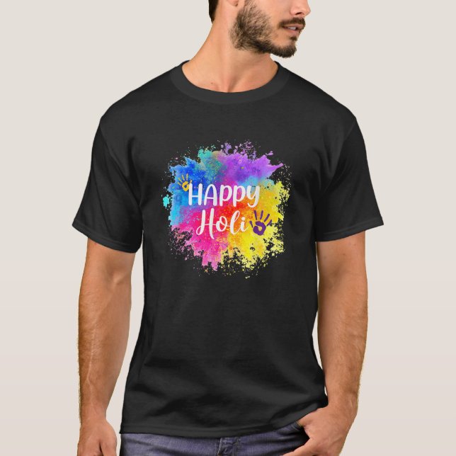 T-shirt Happy Holi Festival Inde couleurs Printemps pour l (Devant)