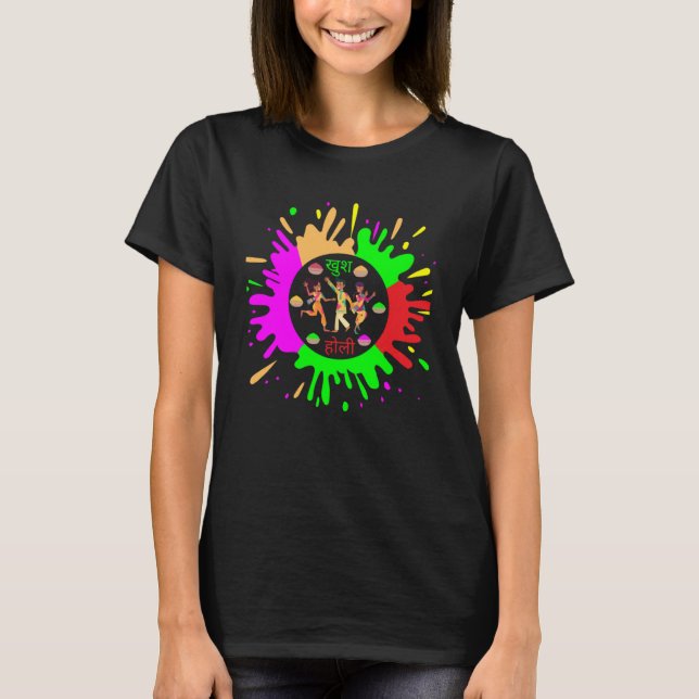 T-shirt Happy Holi Festival tenue couleur Inde femmes homm (Devant)