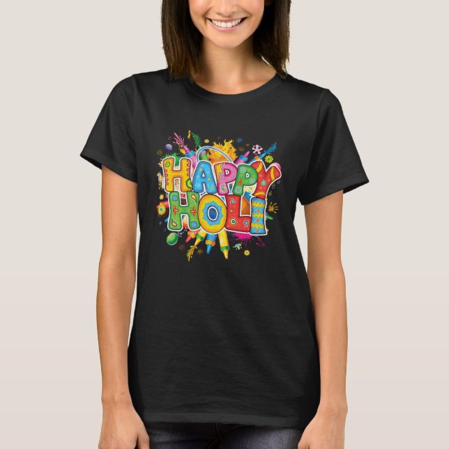 T-shirt happy holi t shirt family India Hindu Men Women (Devant)