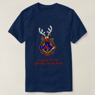 T-shirt Happy Holidays Reindeer San Jose Fire Department