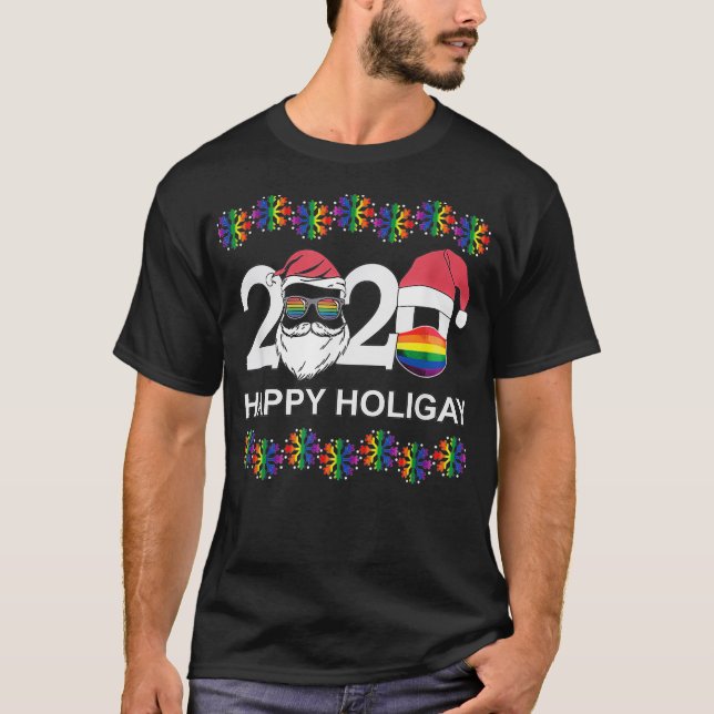 T-shirt Happy Holigay 2020 Gay Lesbian Transgender Pride L (Devant)