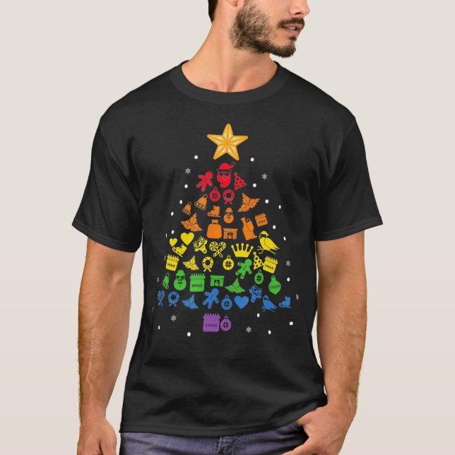 T-shirt Happy Holigays LGBT Christmas Tree Costume Gay Pri (Devant)