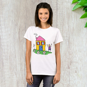 T-shirt Happy Home Colorful House et Stick Figure