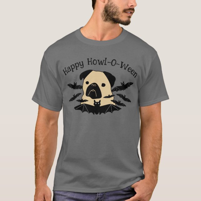 T-shirt Happy Howl-O-Ween Carlin avec chauves-souris (Devant)