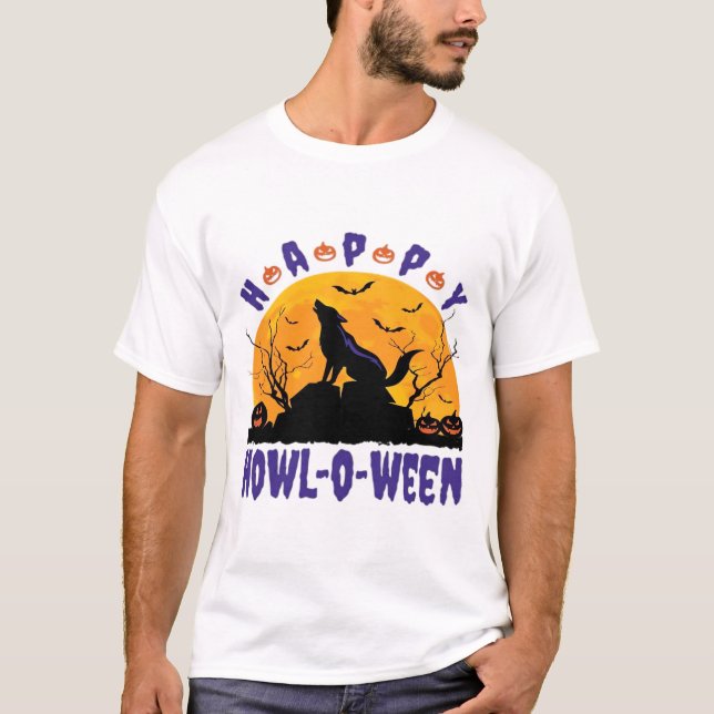 T-shirt Happy Howl O Ween Howling Halloween Dog Essential  (Devant)
